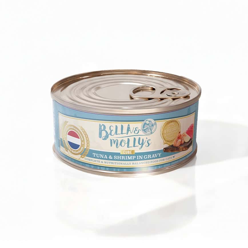 Bella & Molly's 荷蘭罐 貓罐頭 AAFCO 主食罐 關節健康 蝦肉及吞拿魚肉塊 80g - 限時試食價 (圖片2)