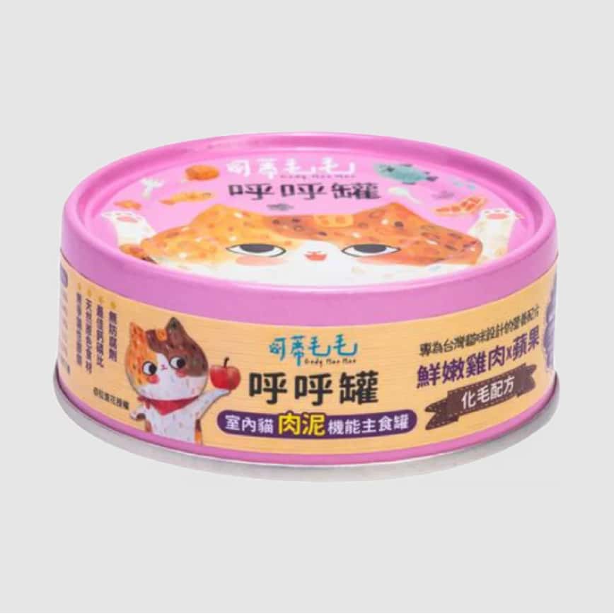 可蒂毛毛 貓罐頭 機能主食呼呼罐 鮮嫩雞肉+蘋果 化毛配方 80g CM-000 (圖片2)