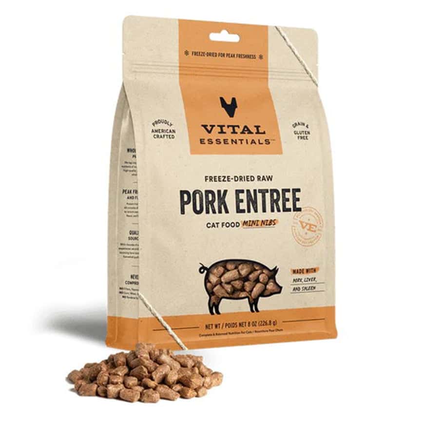VITAL ESSENTIALS 貓糧 凍乾脫水生肉糧 迷你肉粒 豬肉 8oz (690060) (圖片2)