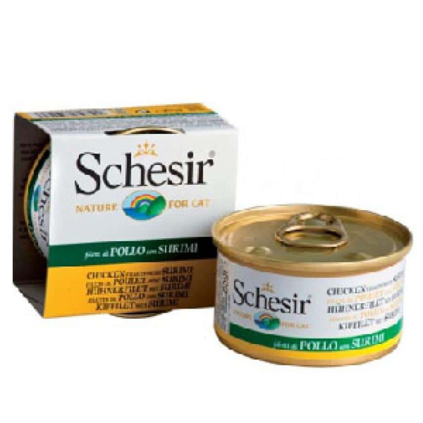 Schesir 啫喱貓罐頭 雞肉絲及蟹肉飯 85g (圖片2)