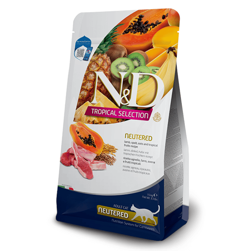 Farmina N&D 貓糧 Tropical 天然熱帶水果系列 室內絕育貓配方 木瓜+羊 5kg (NTCN050) (圖片2)