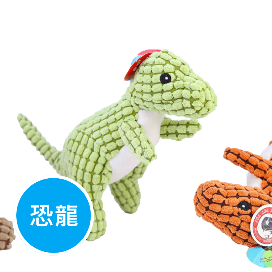 Aduck 玩具嚴選 毛絨益智磨牙耐咬潔齒狗狗訓練玩具 恐龍 (顏色隨機) (圖片2)