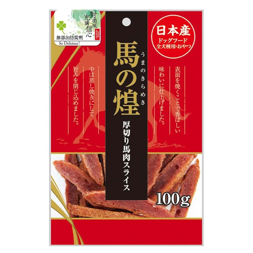 日本Q-Pet 狗小食 馬の煌 厚切馬肉片 100g (KQ046) (圖片2)