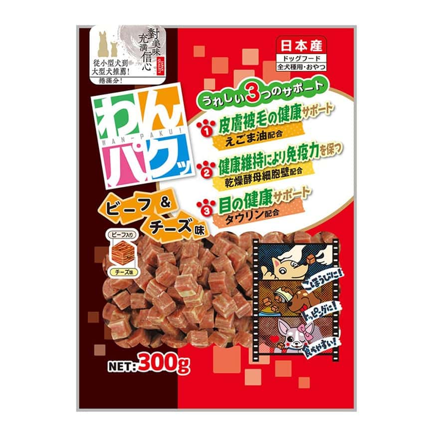 日本Q-Pet 狗小食 WanPaku 牛肉+芝士粒 300g (KQ786) (圖片2)