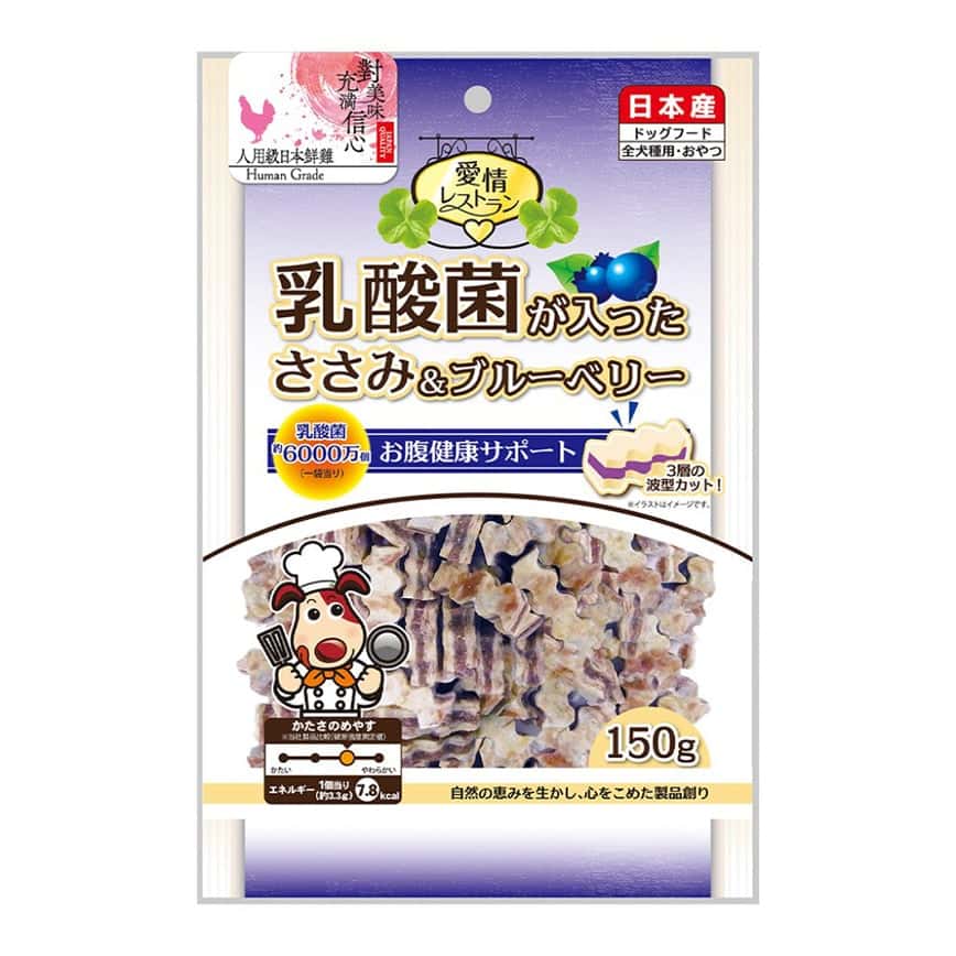 日本Q-Pet 狗小食 愛情餐廳 乳酸菌雞肉粒 藍莓味 150g (KQ638) (圖片2)