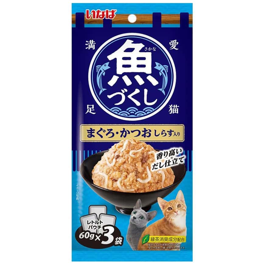 CIAO 袋裝貓濕糧 日本 INABA 魚盛 吞拿魚+鰹魚+白飯魚 60g×3袋 (TCR-172) (圖片2)