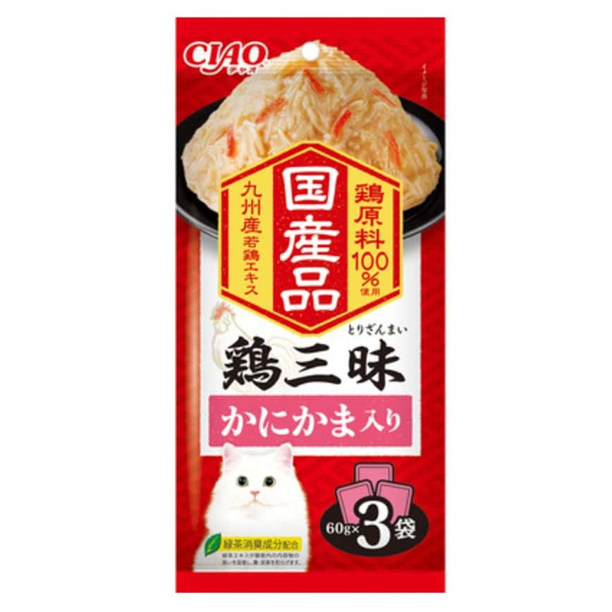 CIAO 貓濕糧 日本 INABA 雞三味 蟹肉棒 60g×3袋 (IC-534) (圖片2)