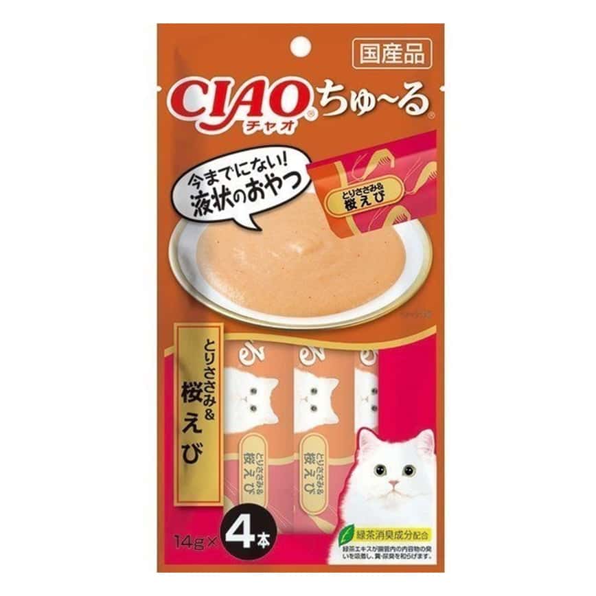 CIAO 貓零食 雞肉+櫻花蝦 14g×4本 (SC-99) (圖片2)
