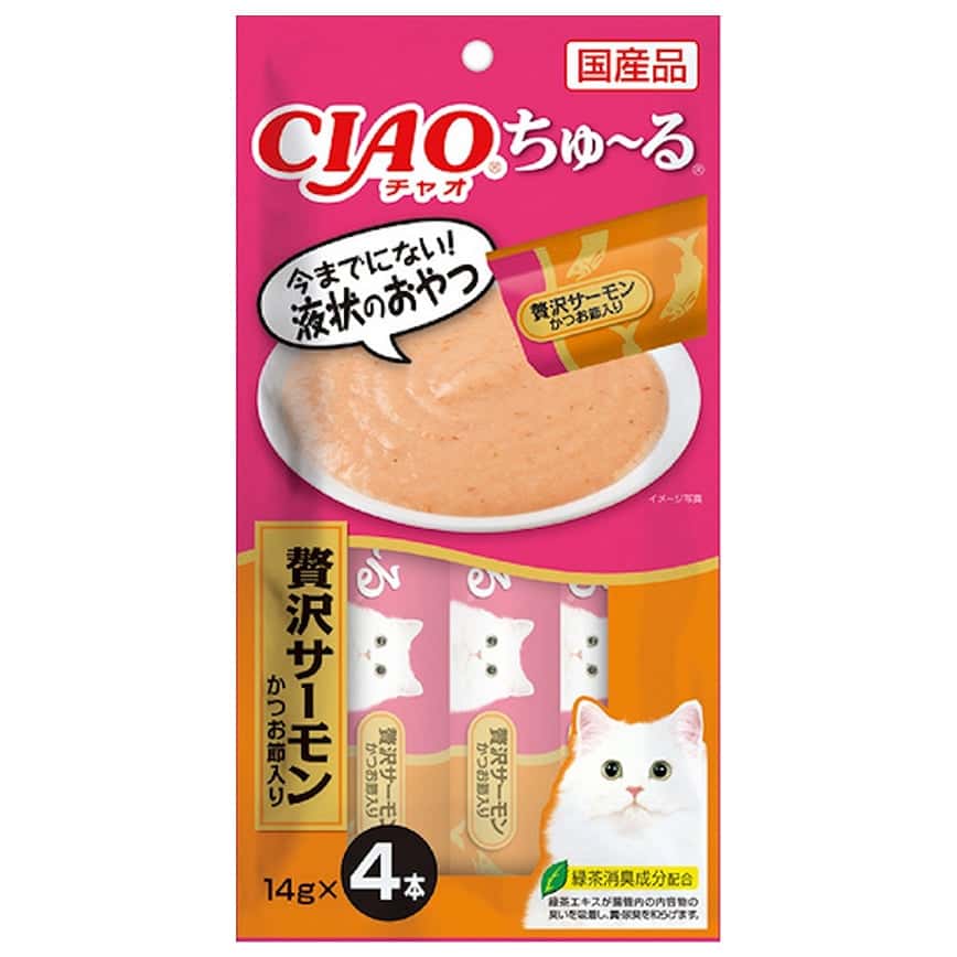 CIAO 貓零食 超奴主糧 奢華三文魚 木魚 14g×4 (SC-345) (圖片2)