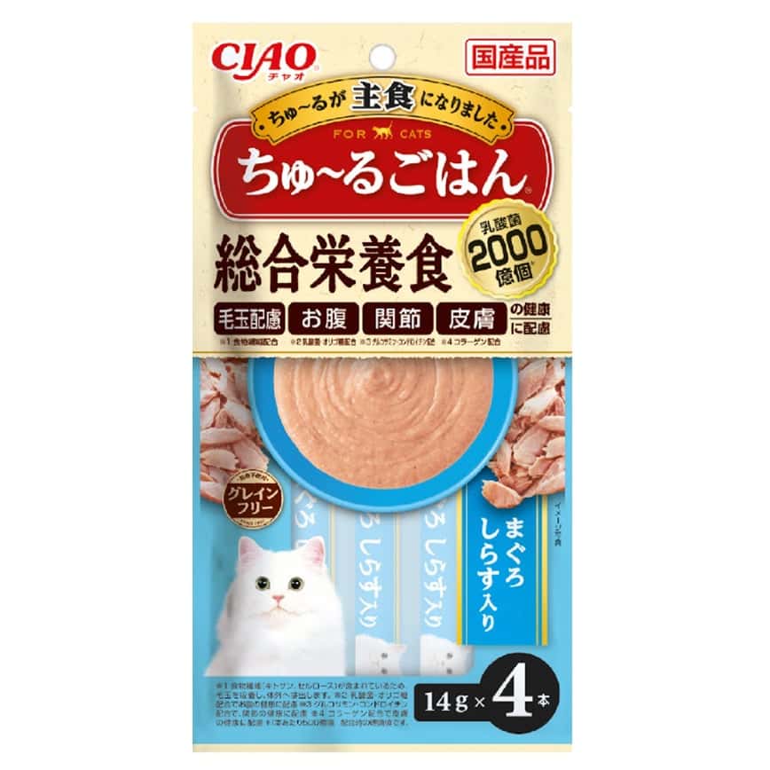 CIAO 貓零食 綜合營養主食 吞拿魚+白飯魚 14g×4 (SC-464) (圖片2)