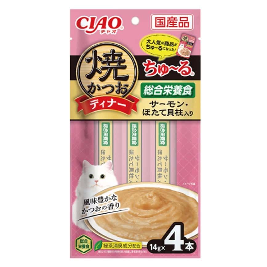 CIAO 貓零食 燒鰹魚晚餐超奴 三文魚+帶子 14g×4 (SC-515) (圖片2)