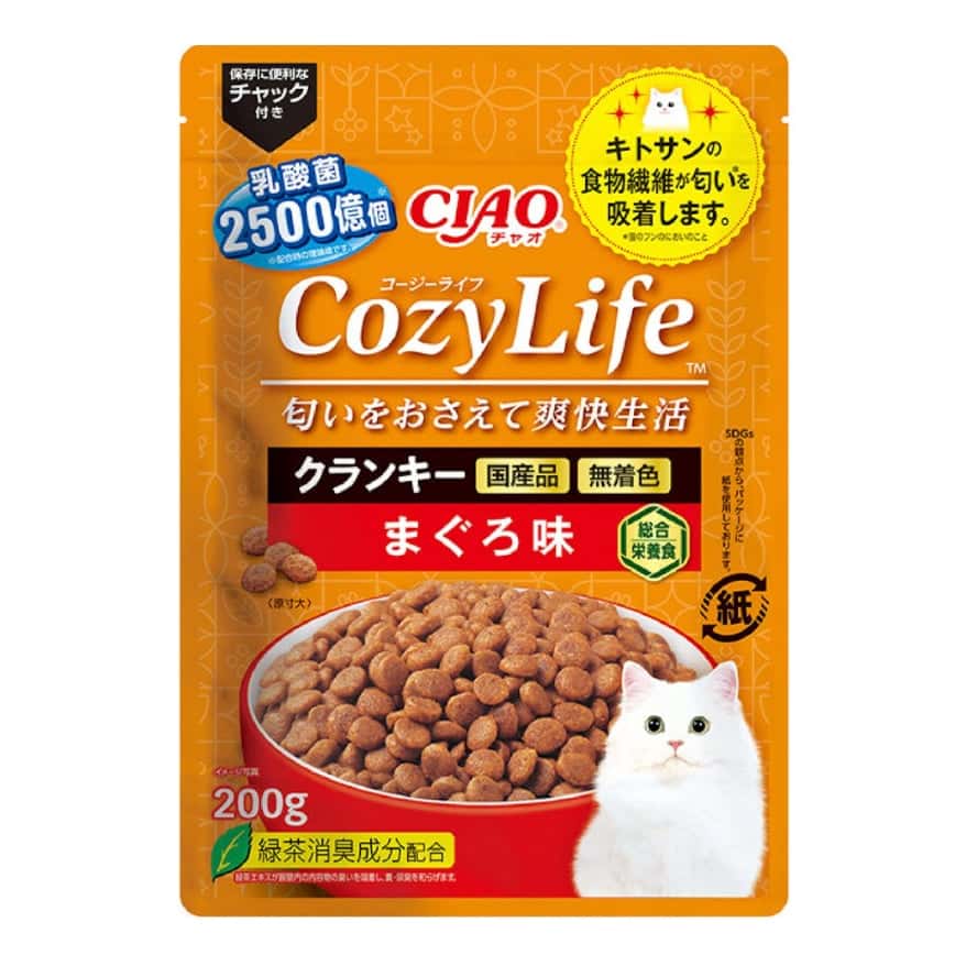 CIAO 爽快生活乳酸菌+甲殼素貓糧 吞拿魚味 200g (P-371) (圖片2)