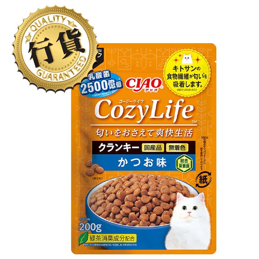 CIAO 爽快生活乳酸菌+甲殼素貓糧 木魚味 200g (P-372) (圖片2)