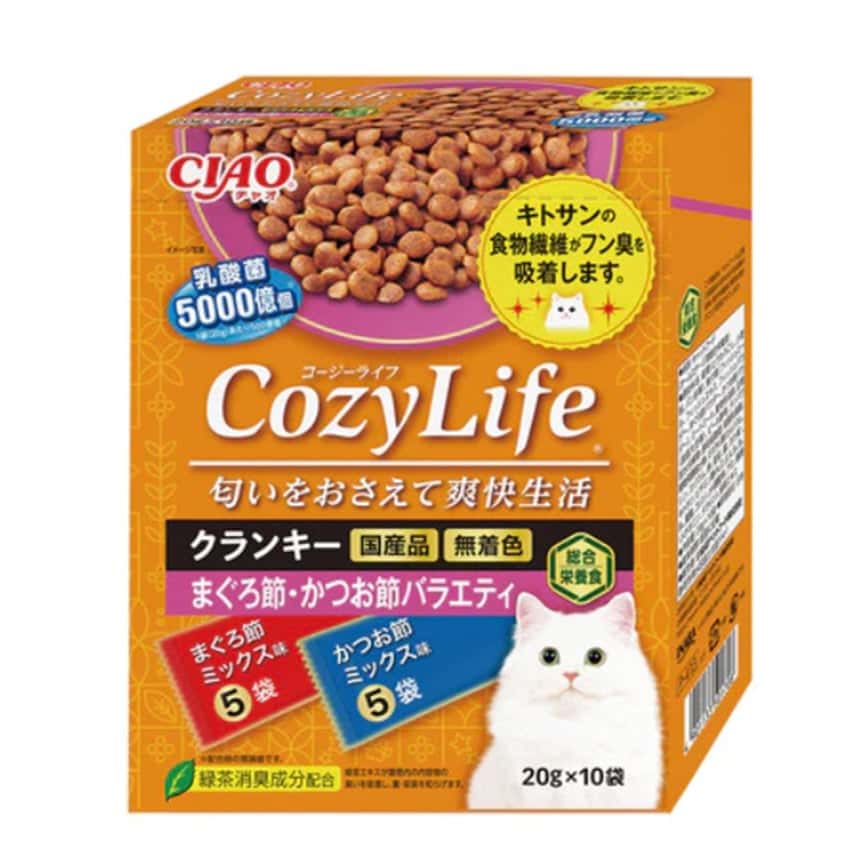 CIAO 貓糧 爽快生活甲殼素乾糧 吞拿魚+木魚MIX 20g×10 (P-413) (圖片2)