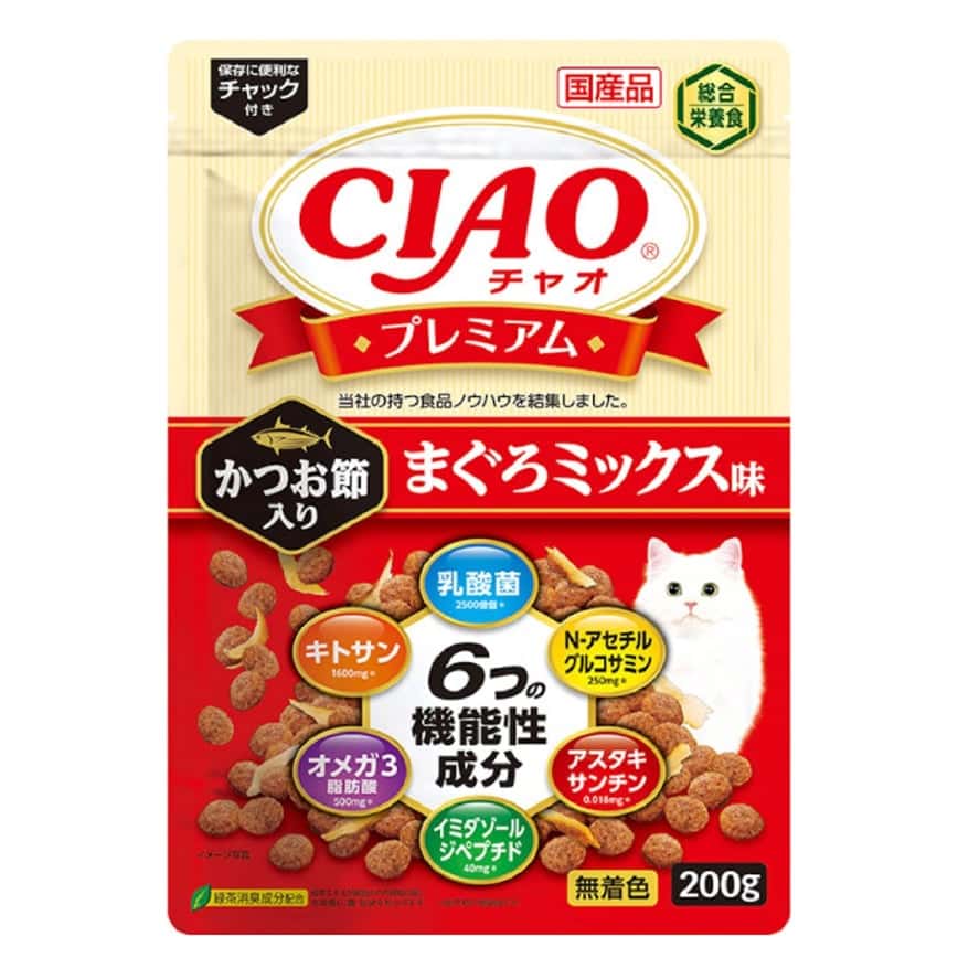 CIAO 貓糧 頂級乾糧 木魚+吞拿魚味 200g (P-431) (圖片2)