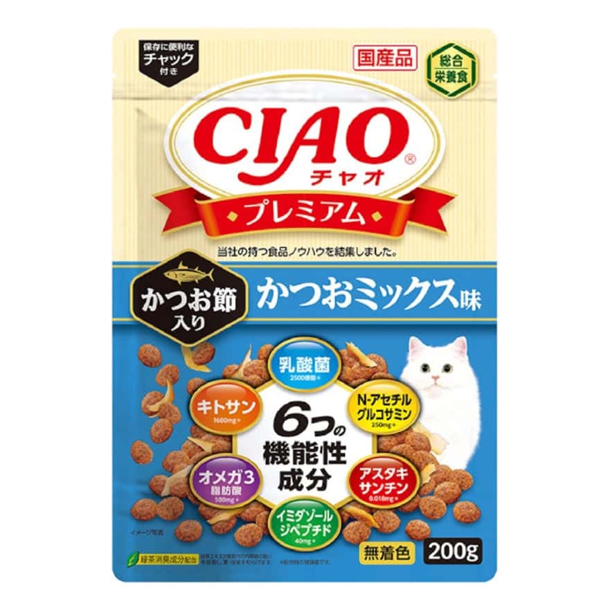 CIAO 貓糧 頂級乾糧 木魚+鰹魚味 200g (P-432) (圖片2)