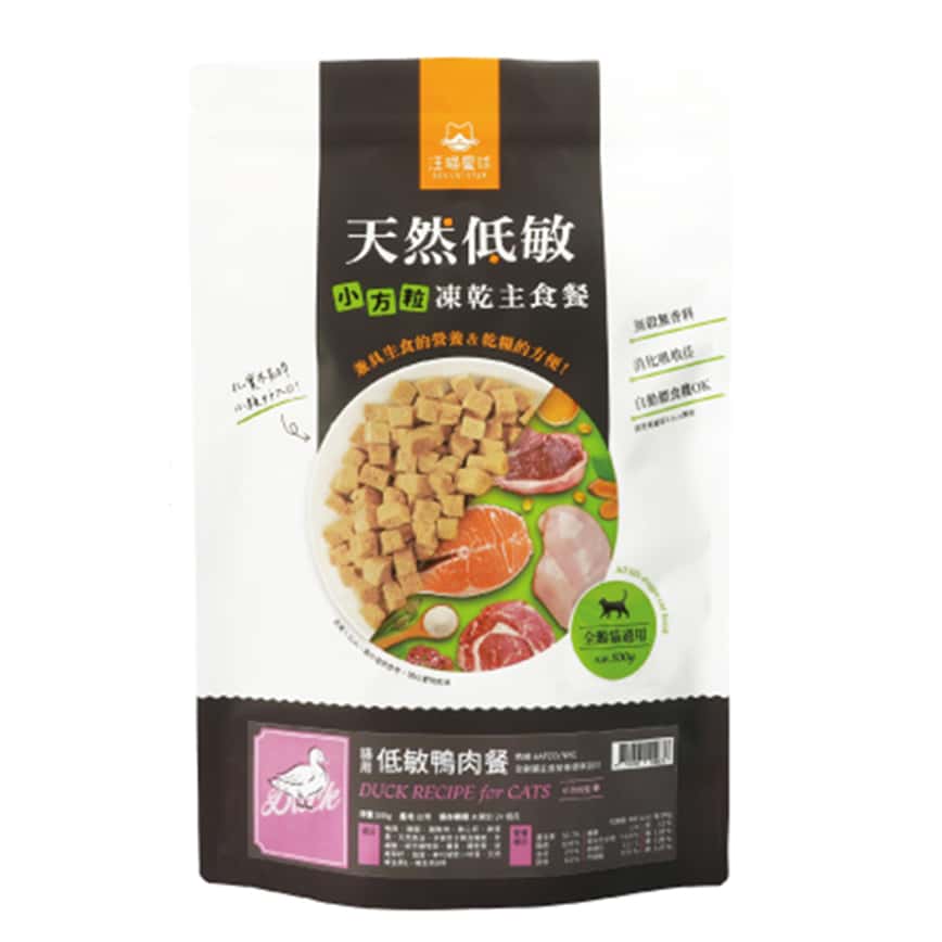 汪喵星球 貓咪 天然冷乾主食餐 櫻低敏鴨 500g (FR087) (小方粒) (圖片2)