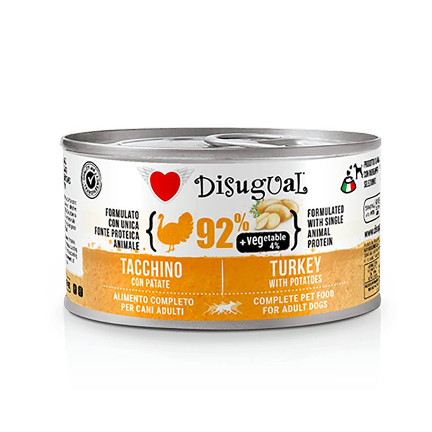 Disugual 意極鮮 狗罐頭 狗主食罐 92%鮮肉 無穀物火雞及馬鈴薯 150g (DSBL107 | 意大利製造 (圖片2)