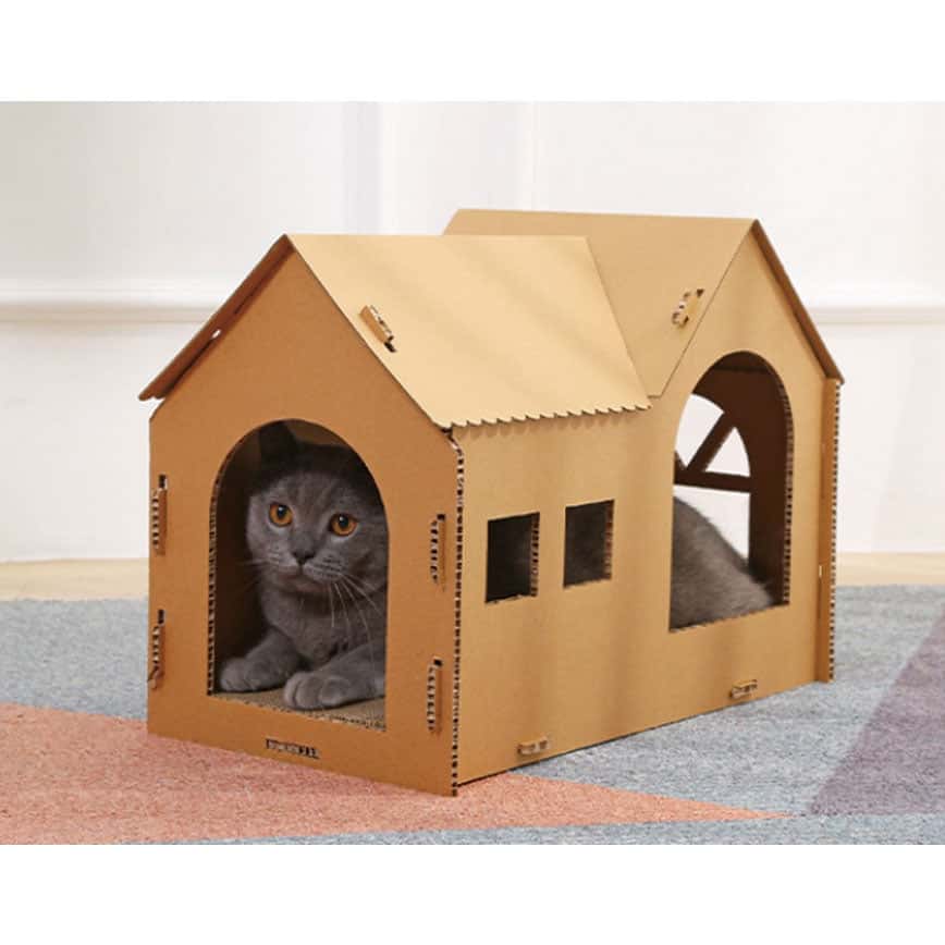 HelloDOG 玩具嚴選 瓦楞紙貓抓板 貓別墅貓屋 (圖片2)