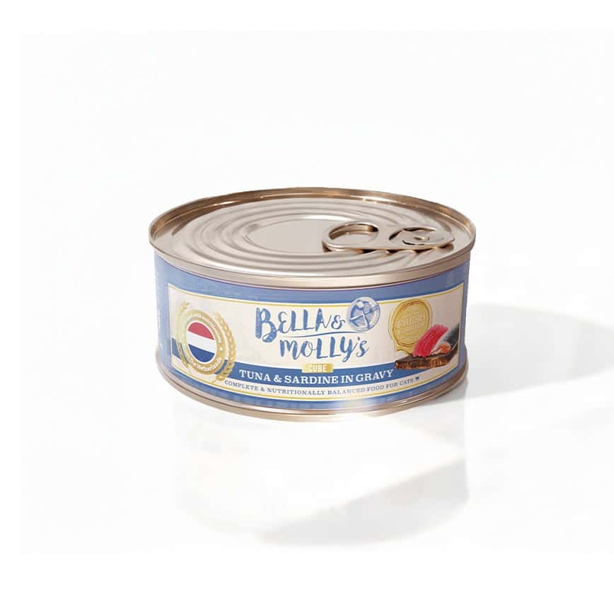 Bella & Molly's 荷蘭罐 貓罐頭 AAFCO 主食罐 去毛球 沙甸魚及吞拿魚肉塊 40g - 限時試食價 (圖片2)