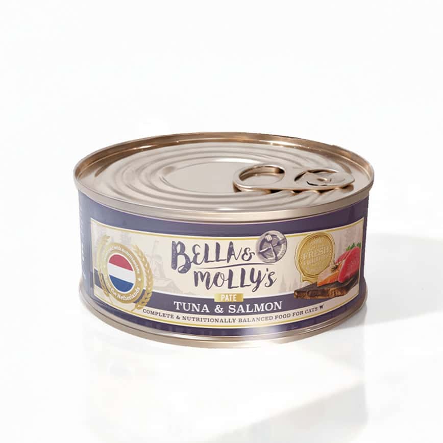 Bella & Molly's 荷蘭罐 貓罐頭 AAFCO 主食罐 美毛配方 三文魚及吞拿魚肉醬 156g (圖片2)