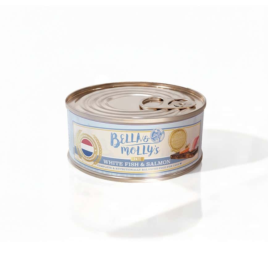 Bella & Molly's 荷蘭罐 貓罐頭 AAFCO 主食罐 美毛配方 白魚及三文魚肉醬 40g (圖片2)