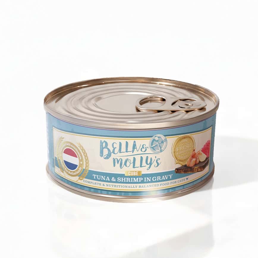 Bella & Molly's 荷蘭罐 貓罐頭 AAFCO 主食罐 關節健康 蝦肉及吞拿魚肉塊 156g (圖片2)