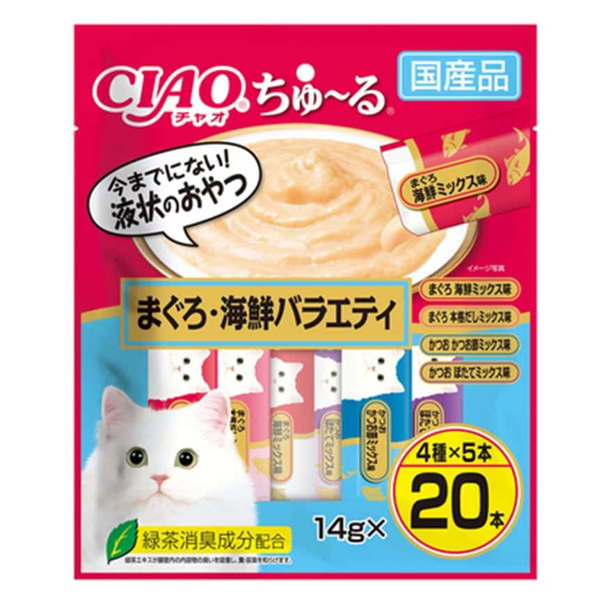 CIAO 貓肉泥 三文魚及海鮮混合味 14g×20本 (SC-497) (圖片2)