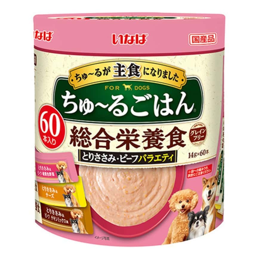 CIAO 狗肉泥 主食肉醬系列 雞肉及野菜及牛肉及芝士味 14g×60本 (DS-257) (圖片2)