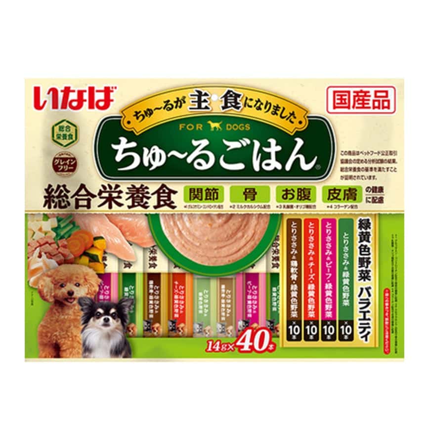 CIAO 狗肉泥 主食肉醬系列 雞肉及野菜及牛肉及芝士及雞軟骨味 14g×40本 (DS-266) (圖片2)