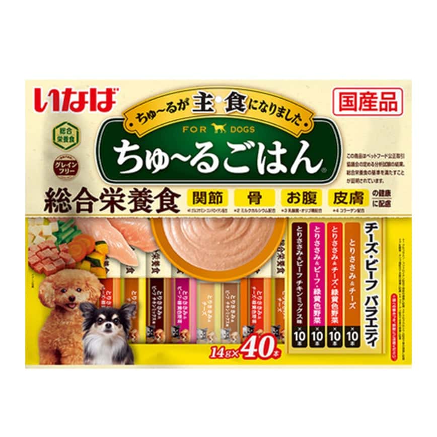 CIAO 狗肉泥 主食肉醬系列 雞肉及野菜及牛肉及芝士味 14g×40本 (DS-267) (圖片2)