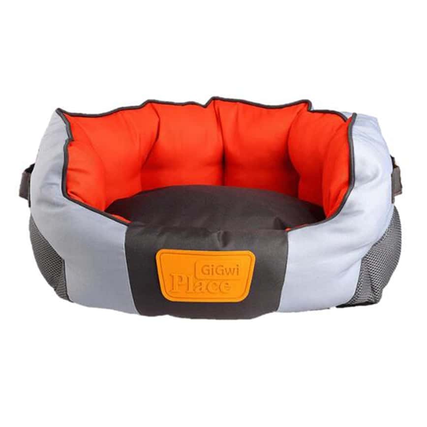 GiGwi 帆布軟床 淺灰/橙 M (8325) (圖片2)