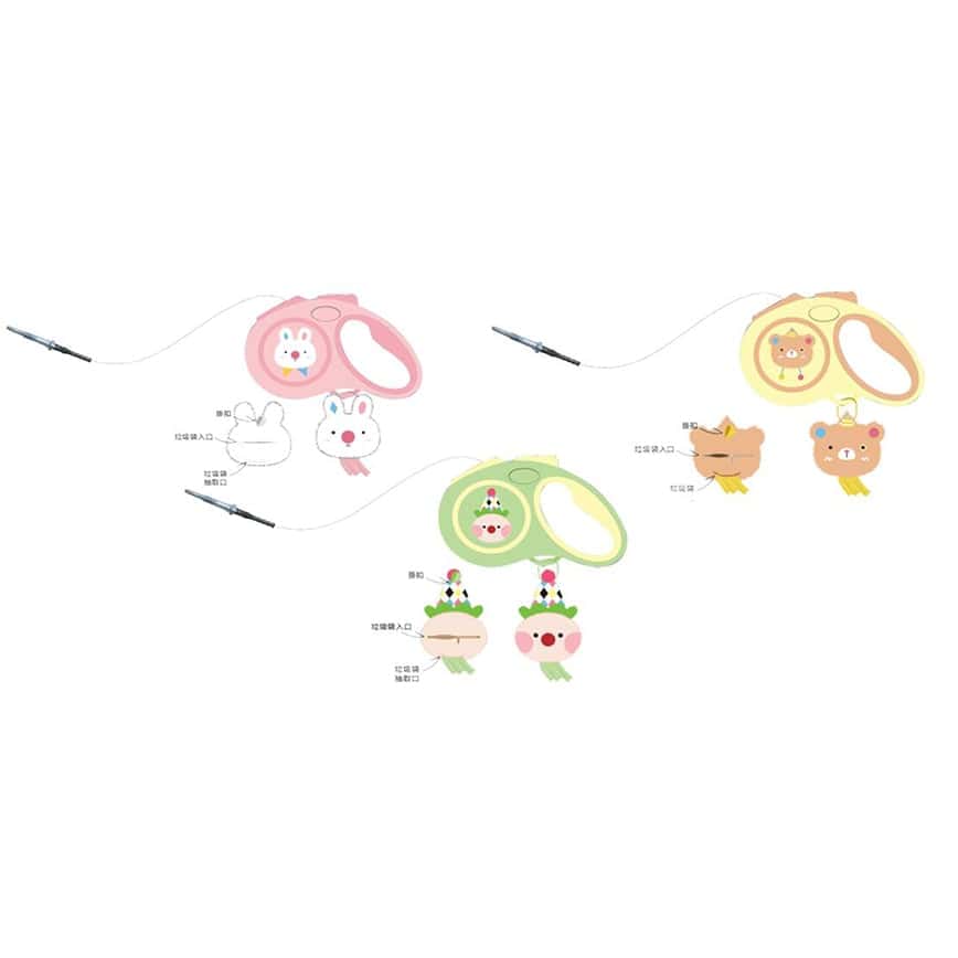 PETSVILLE 馬戲團伸縮牽引繩系列 花牌兔/毛絨熊/撲克臉 17x11cm,繩長5cm (款式隨機)  (圖片2)