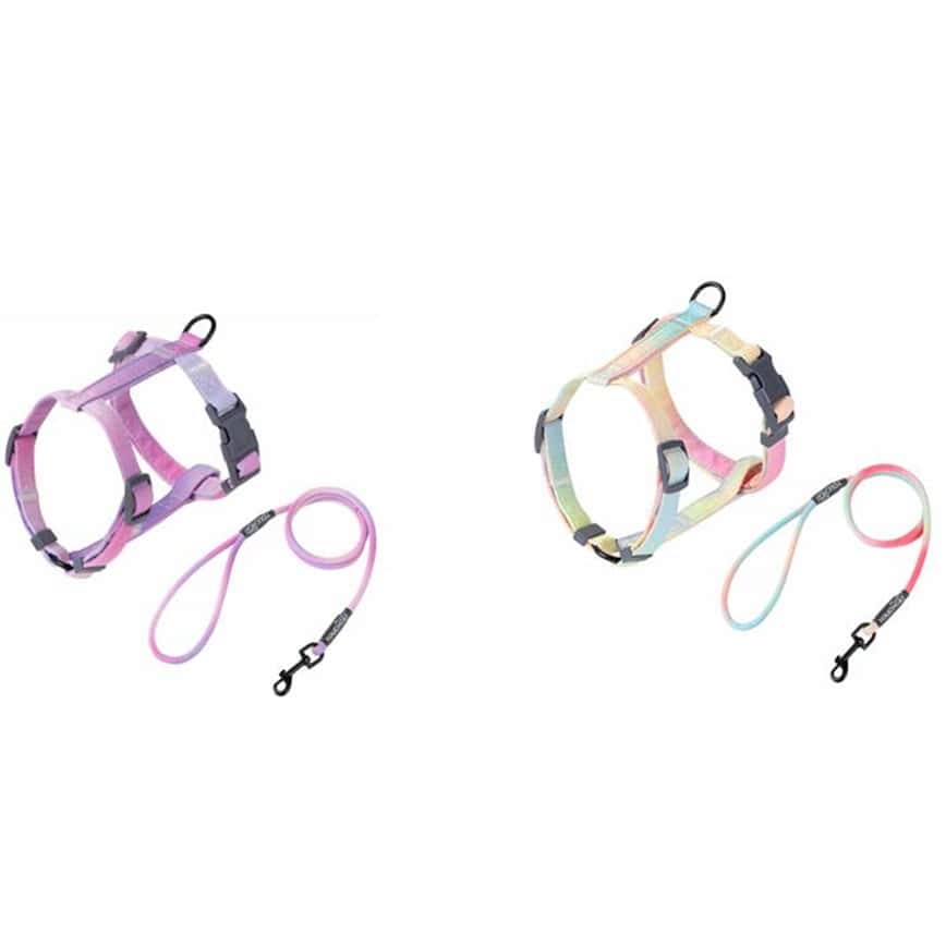 TOUCHCAT 貓⽤⼯字胸背套裝 幻彩粉⾊+紫色/幻彩藍色+黃色 S (顔色隨機)  (圖片2)