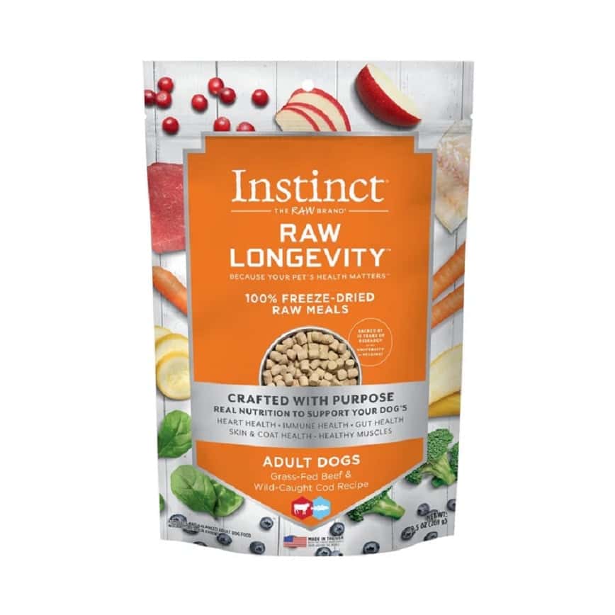 Instinct 狗糧 凍乾生肉主食糧 長壽系列 成犬 牛肉 + 鱈魚 9.5oz (621478) (圖片2)