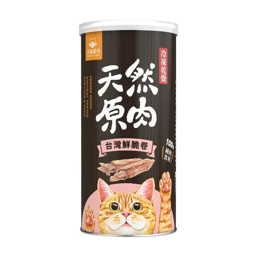 汪喵星球 凍乾 DogCatStar 冷凍乾燥原肉貓零食 罐裝台灣鮮脆卷 40g (FS416) (圖片2)