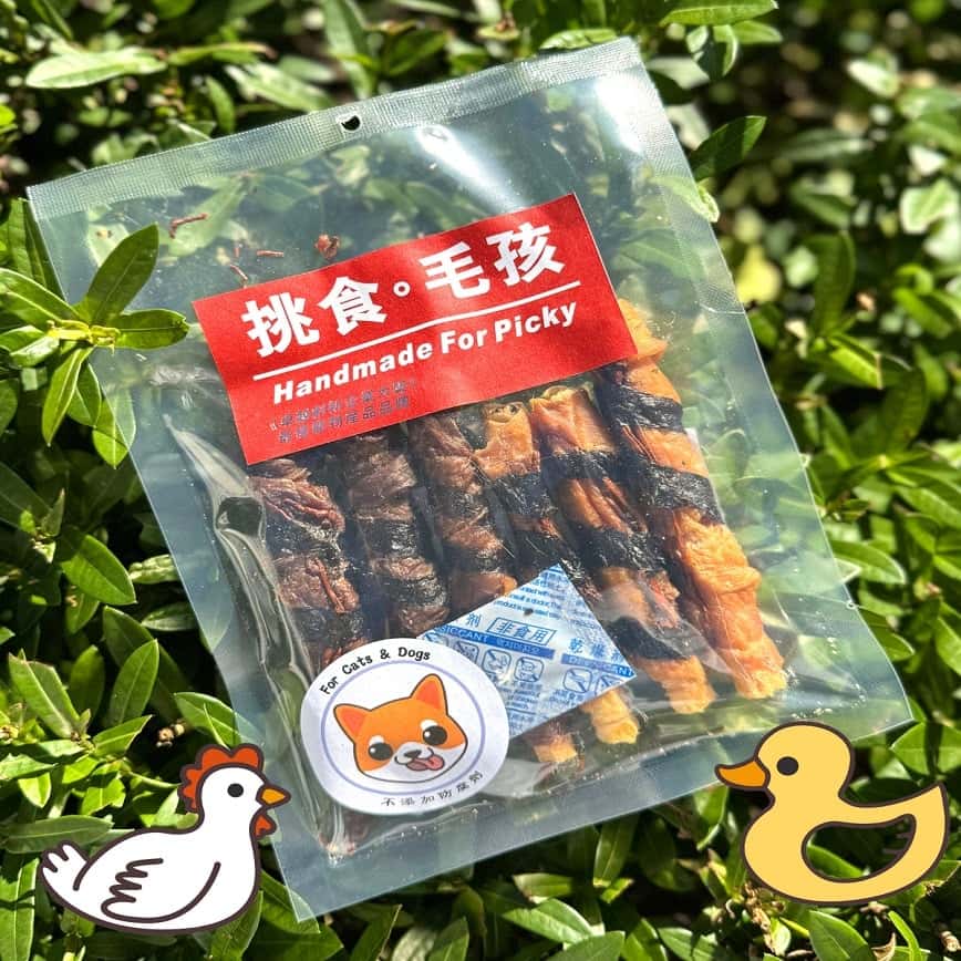 挑食毛孩 天然小食 紫菜 蟲草花 鴨肉/雞肉 捲 三文魚脆骨 130g (圖片2)