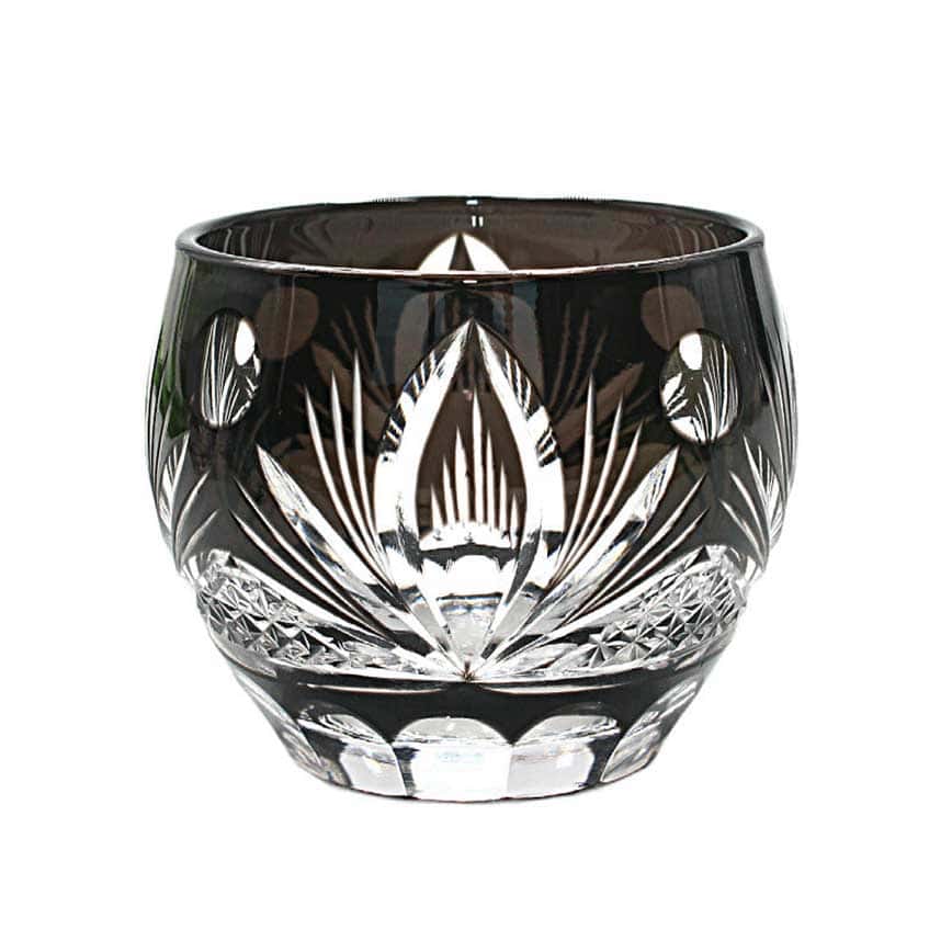 日式切子 清酒杯 火焰花黑色 1個 (圖片2)