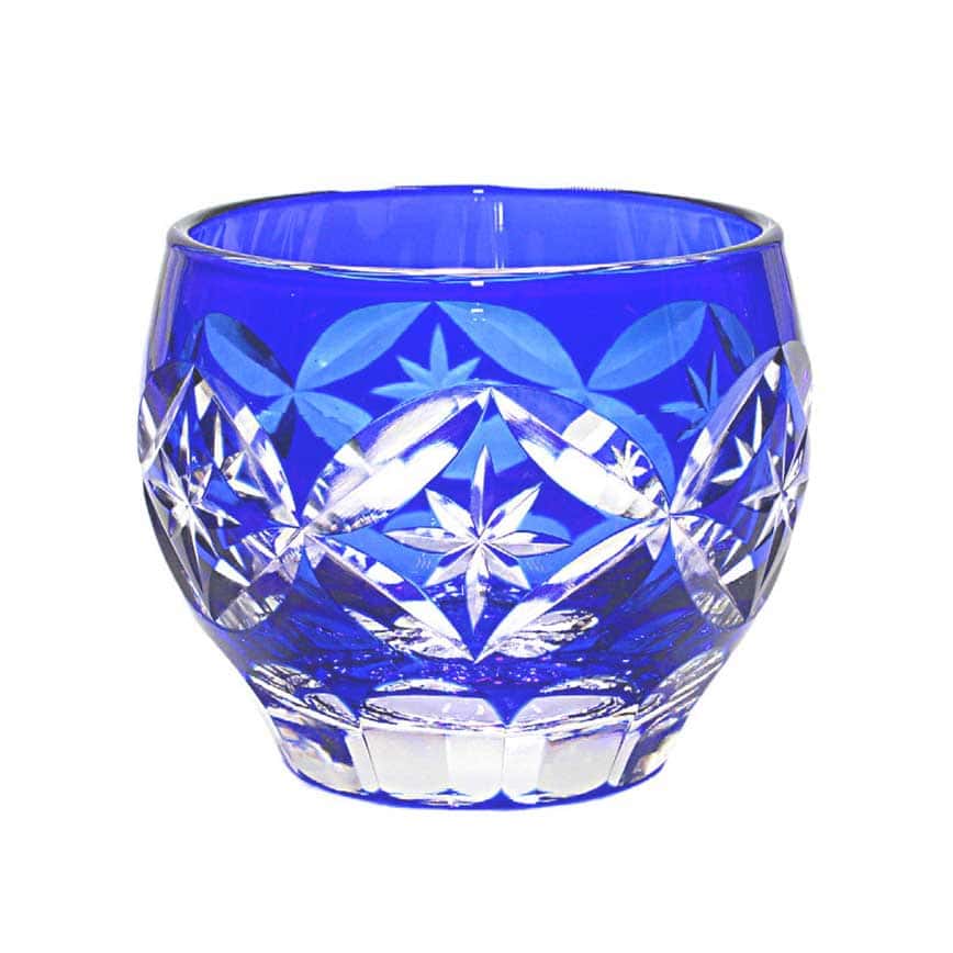 日式切子 清酒杯 彩星七寶藍色 1個 (圖片2)