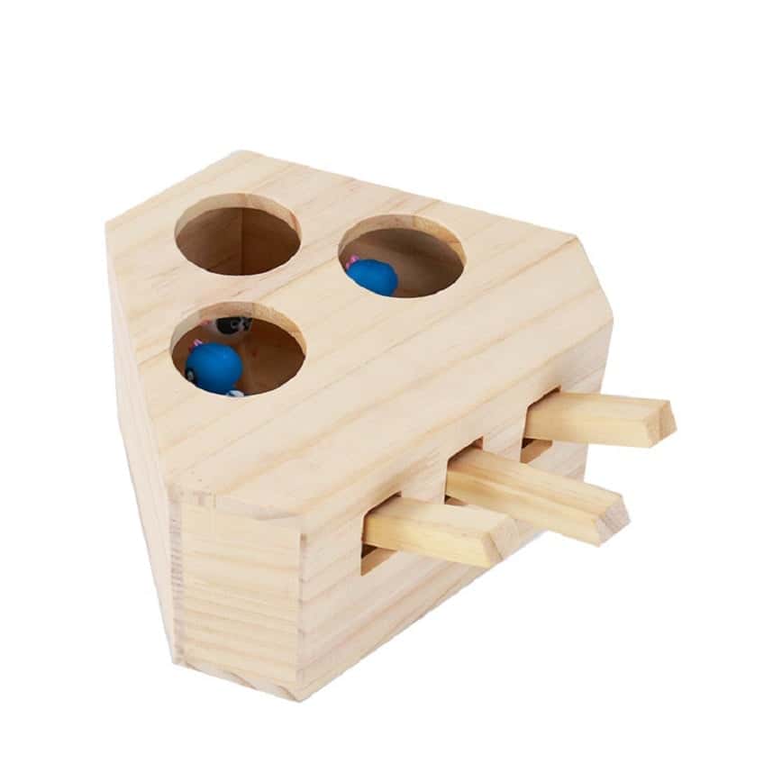 貓咪必玩 貓玩具 木製瘋狂打地鼠 公仔三洞 新款 (圖片2)