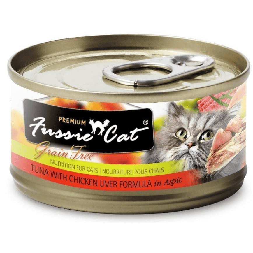 Fussie Cat 貓罐頭 黑鑽 吞拿魚+雞肝 Tuna with Chicken Liver Formula in Aspic 80g (橙紅) (FU-TLC) (圖片2)