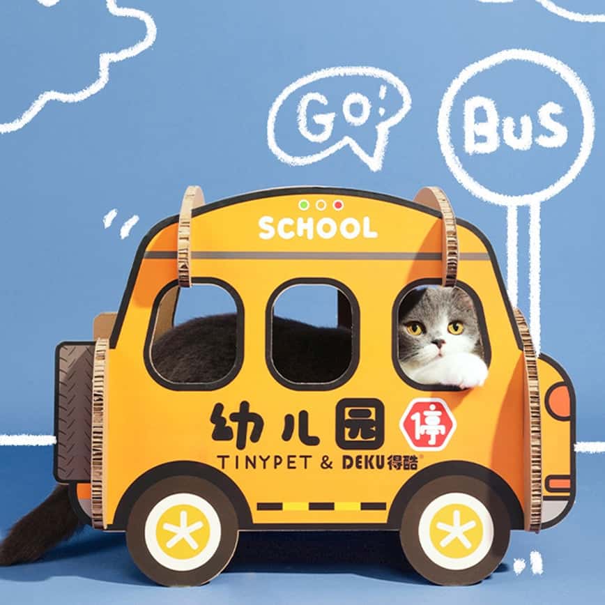 瓦楞紙貓抓板貓爬架 幼兒園巴士 1架 (圖片2)