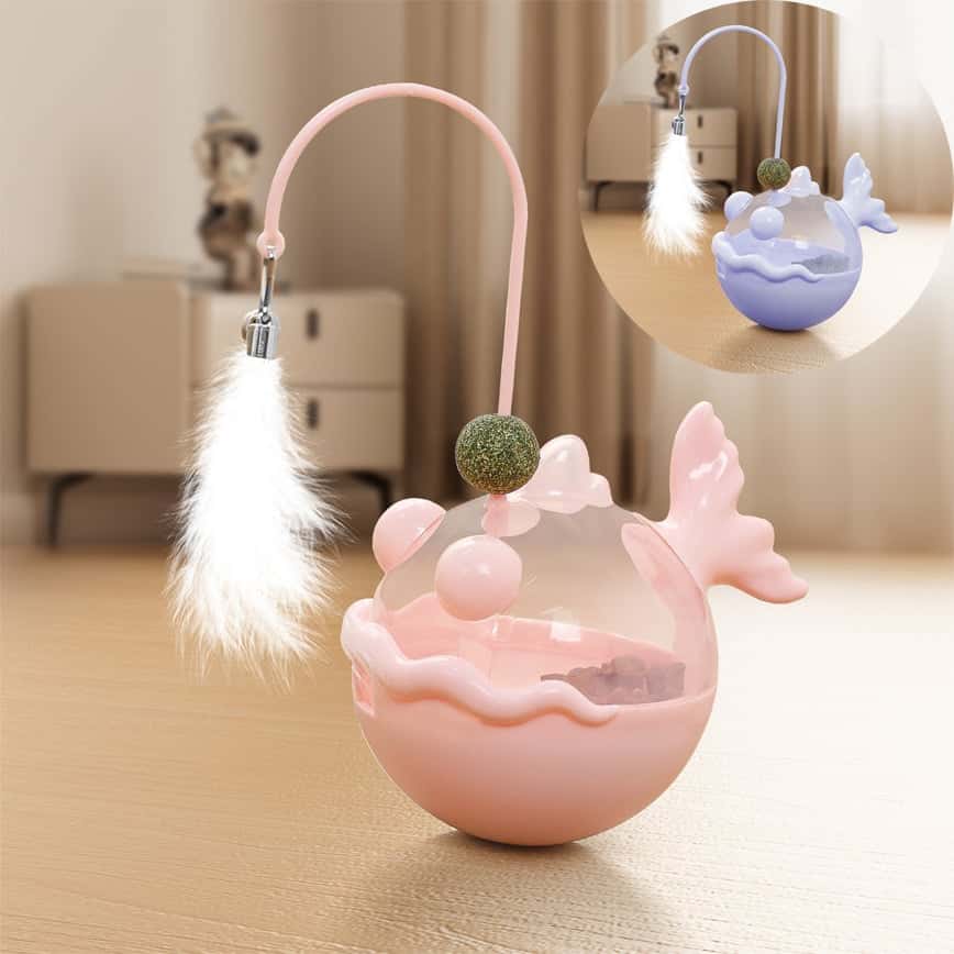 貓玩具 羽毛不倒翁 漏食貓玩具 1件 (圖片2)