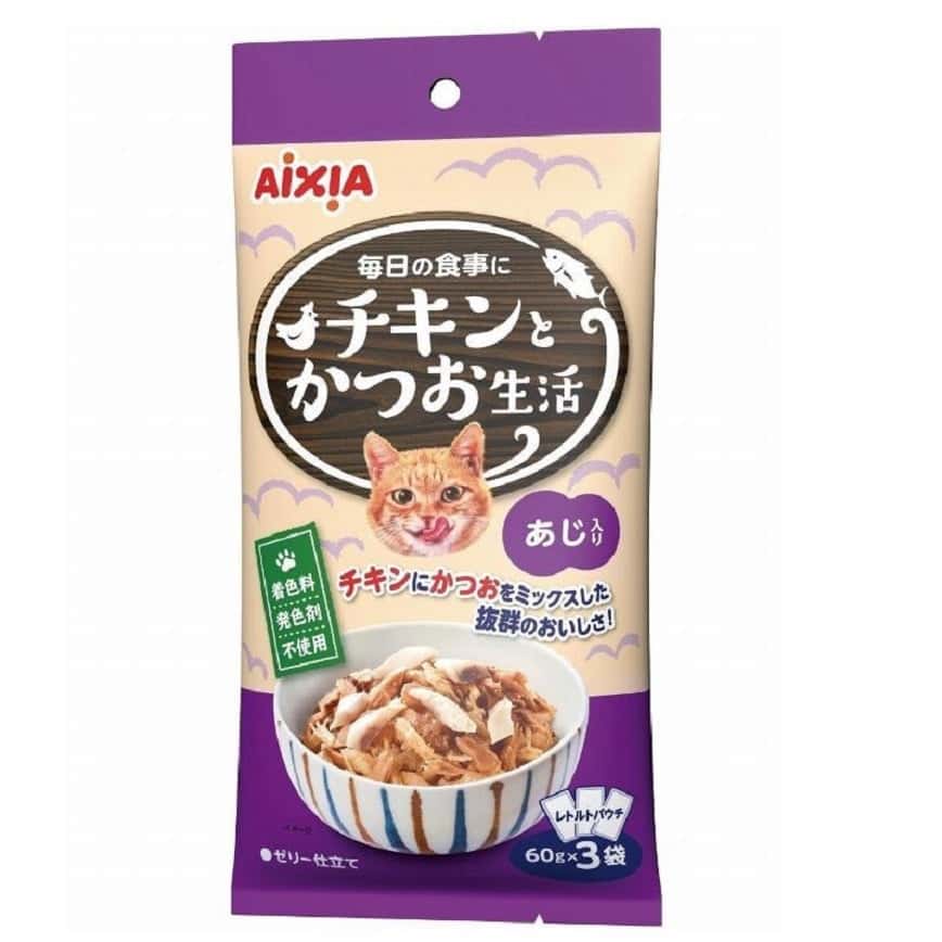 AIXIA 愛喜雅 貓主食濕糧 魚生活系列 雞肉鰹魚+竹莢魚 (60gx3袋) (圖片2)