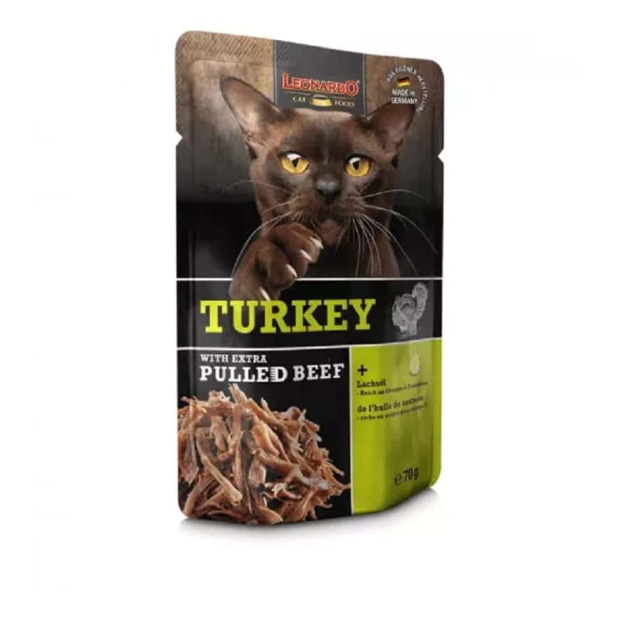 Leonardo 貓濕糧 手撕肉餐包系列 火雞+牛肉絲 70g (圖片2)