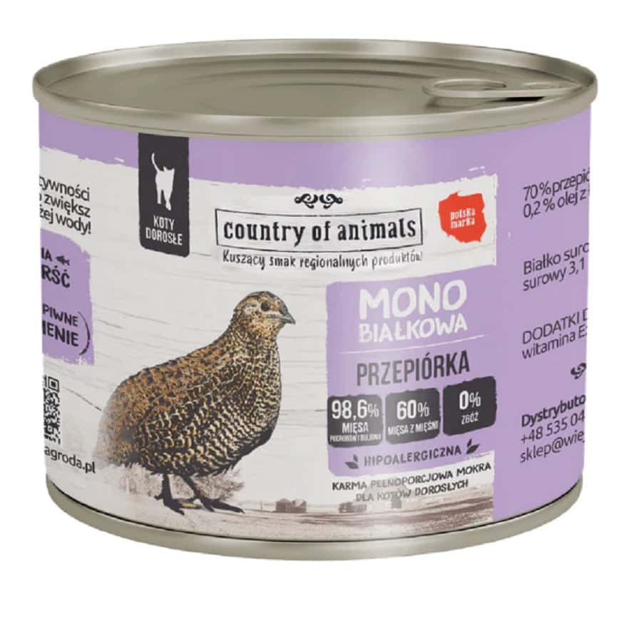 Country of animals 貓罐頭 單一蛋白罐 鵪鶉 200g (94351) (圖片2)