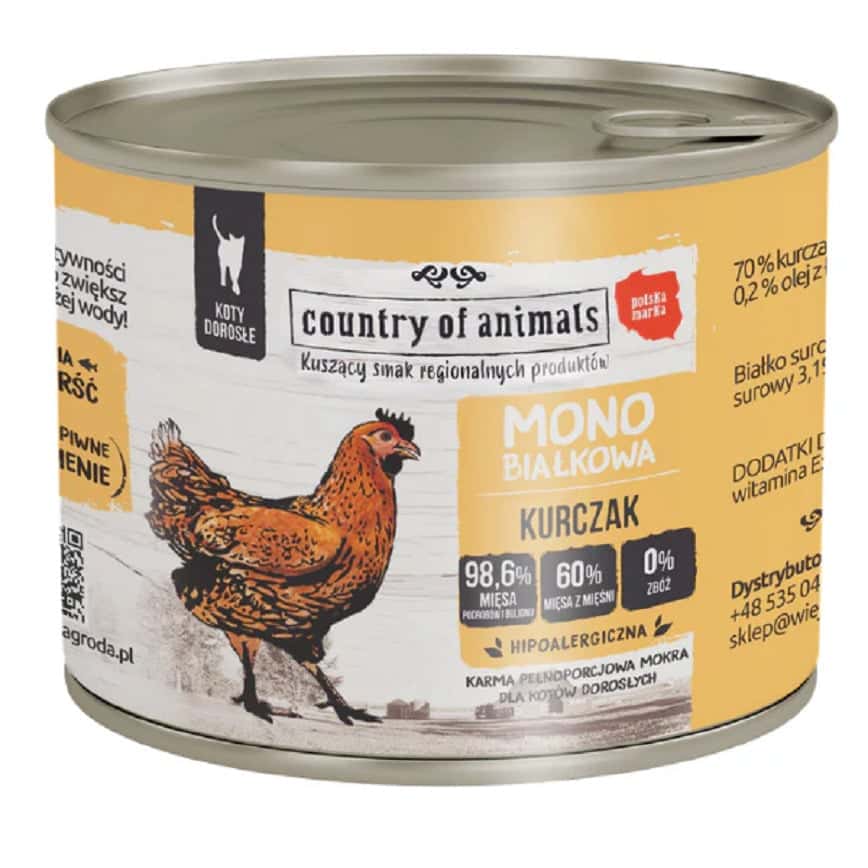 Country of animals 貓罐頭 單一蛋白罐 雞肉 200g (94344) (圖片2)