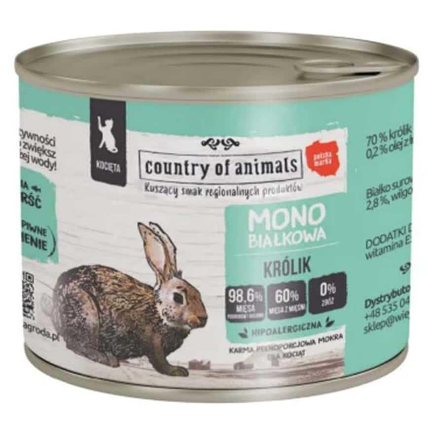 Country of animals 貓罐頭 單一蛋白罐 兔肉 200g (94313) (圖片2)