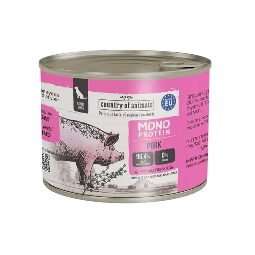 Country of animals 狗罐頭 單一蛋白罐 豬肉 200g (94382) (圖片2)