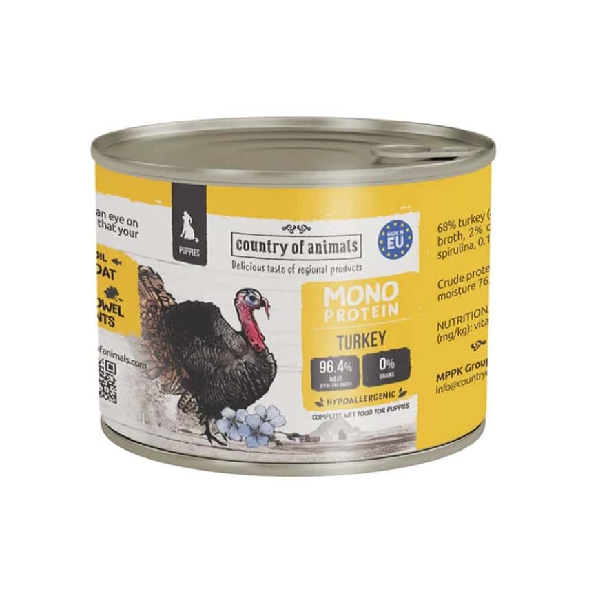 Country of animals 狗罐頭 幼犬罐頭 單一蛋白罐 火雞 200g (94412) (圖片2)